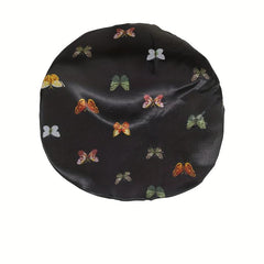Butterfly Print Hair Bonnet Satin Bonnets For Sleeping Hair Bonnets For Women