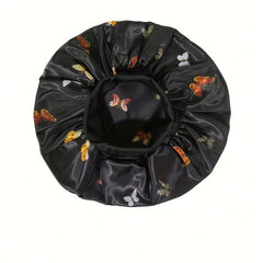 Butterfly Print Hair Bonnet Satin Bonnets For Sleeping Hair Bonnets For Women