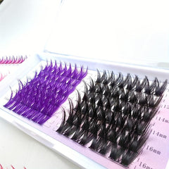 10 Rows DIY Cluster Extension Lashes C Curling Mixed Length Purple Pink