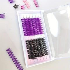 10 Rows DIY Cluster Extension Lashes C Curling Mixed Length Purple Pink
