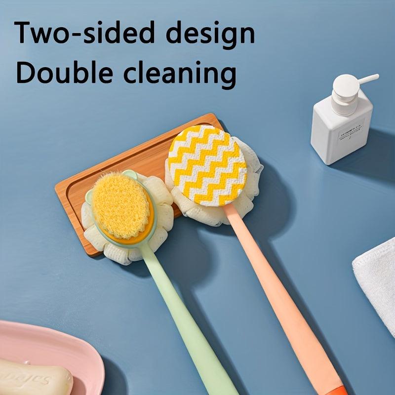2pcs Bath Body Brush Back Scrubber Mesh Sponge with Long Handle