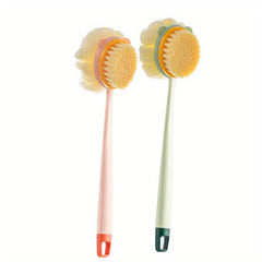2pcs Bath Body Brush Back Scrubber Mesh Sponge with Long Handle