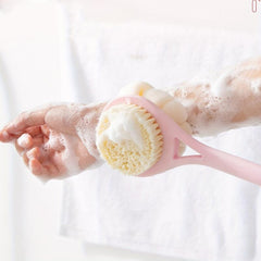Long Handle Shower Body Brush with Bristles and Loofah Back Scrubber