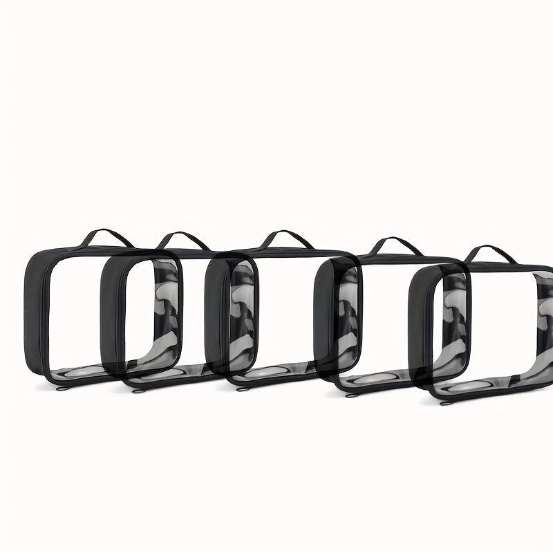 Clear Travel Toiletries Bag 5pcs Set Handle Strap Liquid Cosmetics Organizer