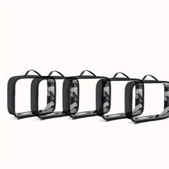 Clear Travel Toiletries Bag 5pcs Set Handle Strap Liquid Cosmetics Organizer