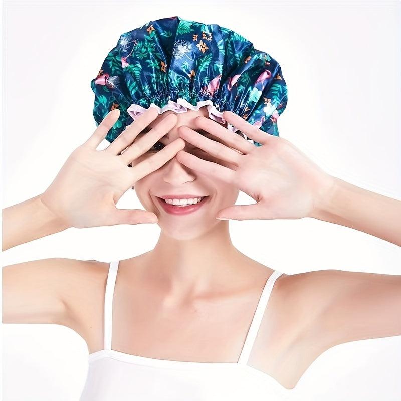 Flamingo Double Layer Waterproof Shower Cap Adult Home Travel
