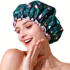 Flamingo Double Layer Waterproof Shower Cap Adult Home Travel