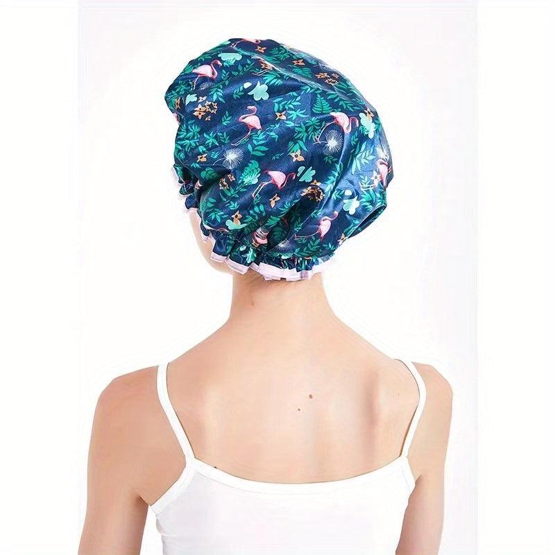 Flamingo Double Layer Waterproof Shower Cap Adult Home Travel