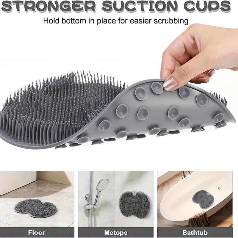 3pcs Shower Body Scrubber Mat with Suction Cup Hands Massager