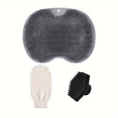 3pcs Shower Body Scrubber Mat with Suction Cup Hands Massager
