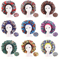 African Style Printed Satin Lined Bonnet for Women Large Size