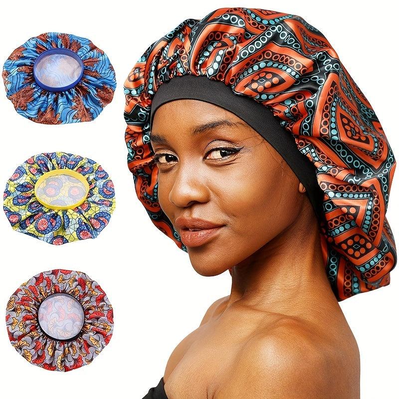 African Style Printed Satin Lined Bonnet for Women Large Size