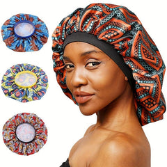 African Style Printed Satin Lined Bonnet for Women Large Size