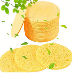 50 Natural Cellulose Facial Sponges Round Shape for Exfoliation