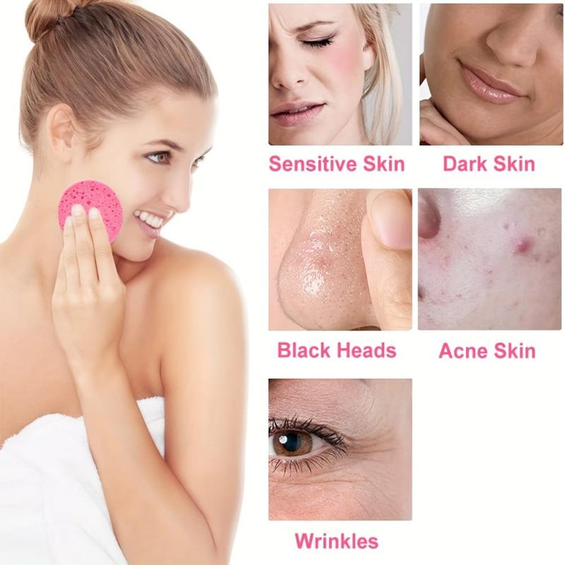 50 Natural Cellulose Facial Sponges Round Shape for Exfoliation
