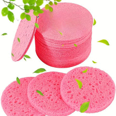 50 Natural Cellulose Facial Sponges Round Shape for Exfoliation