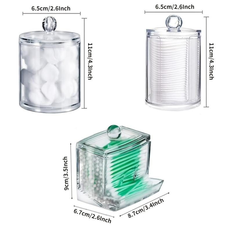 3 Pack Swab Dispenser 8 10 10 Oz Holder Organizer Canister Apothecary Jars