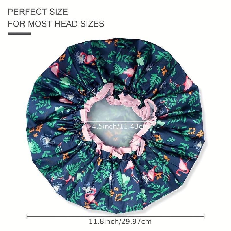 Waterproof Shower Cap Double Layer Flamingo Reusable Easy to Clean