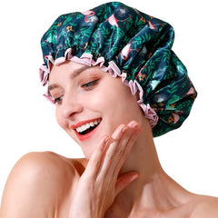 Waterproof Shower Cap Double Layer Flamingo Reusable Easy to Clean