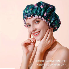 Waterproof Shower Cap Double Layer Flamingo Reusable Easy to Clean