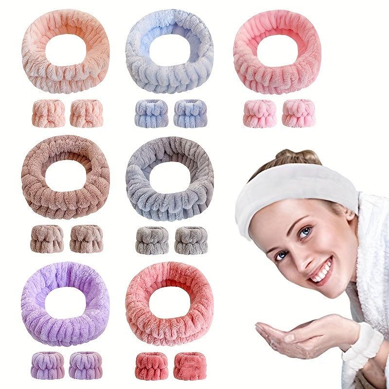 Anti Wet Hair Band & Wristband Set for SPA Solid & Absorbent