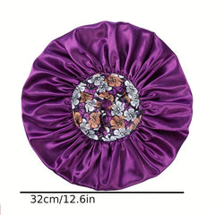 2pcs Large Jumbo Silk Satin Bonnet Hair Cap with Flower Band