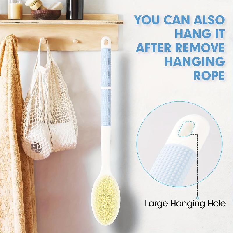 Anti-Slip Long Handle Back Scrubber for Shower with Soft Bristles