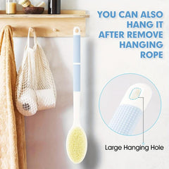 Anti-Slip Long Handle Back Scrubber for Shower with Soft Bristles