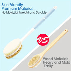 Anti-Slip Long Handle Back Scrubber for Shower with Soft Bristles