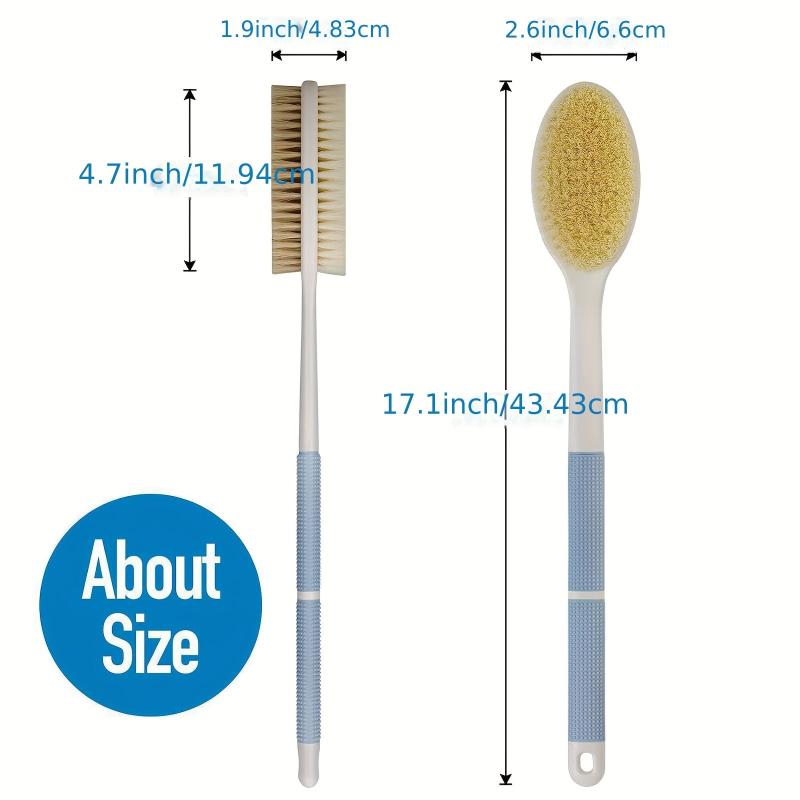 Anti-Slip Long Handle Back Scrubber for Shower with Soft Bristles