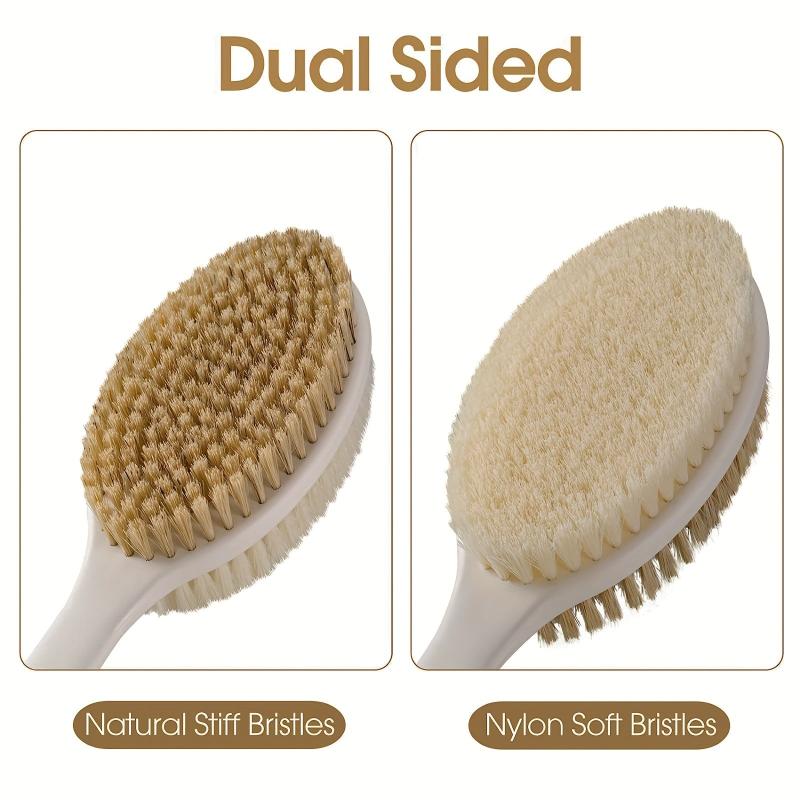 Anti-Slip Long Handle Back Scrubber for Shower with Soft Bristles