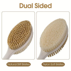 Anti-Slip Long Handle Back Scrubber for Shower with Soft Bristles