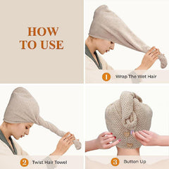 4 Pack Microfiber Hair Towel Wrap For Women
