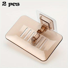 2pcs Soap Dish Drain Tray Wall Mounted Holder for Bathroom Shower