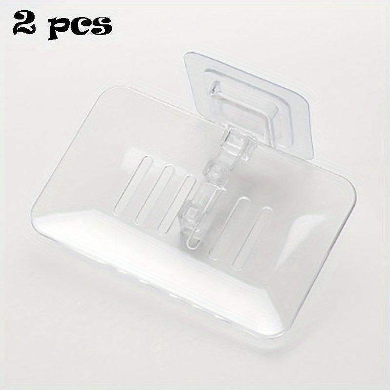 2pcs Soap Dish Drain Tray Wall Mounted Holder for Bathroom Shower