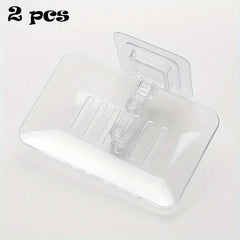 2pcs Soap Dish Drain Tray Wall Mounted Holder for Bathroom Shower
