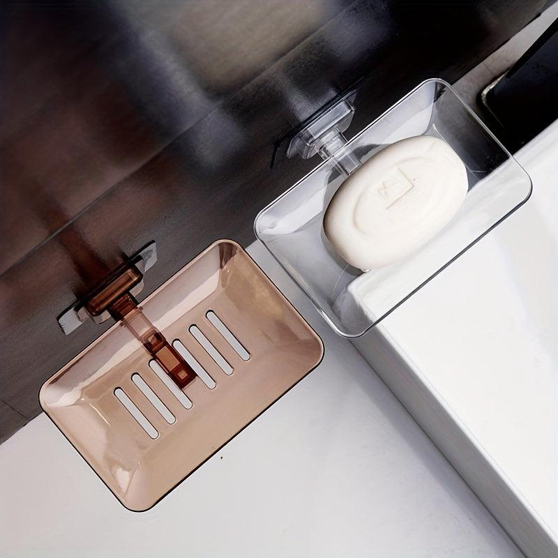 2pcs Soap Dish Drain Tray Wall Mounted Holder for Bathroom Shower