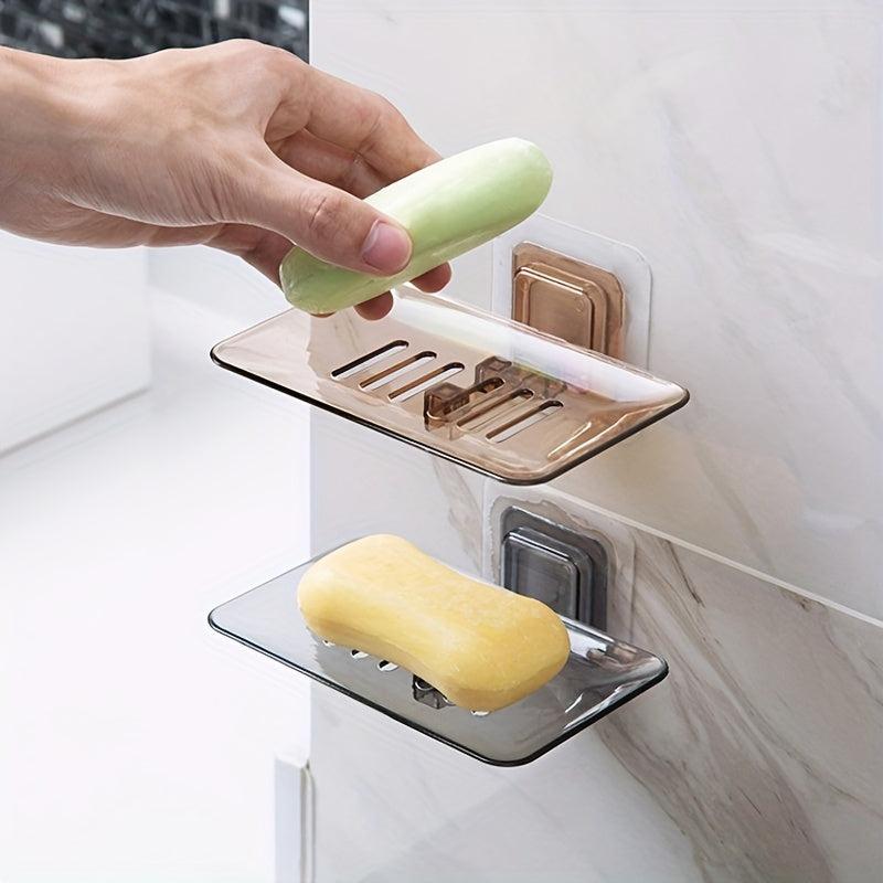 2pcs Soap Dish Drain Tray Wall Mounted Holder for Bathroom Shower