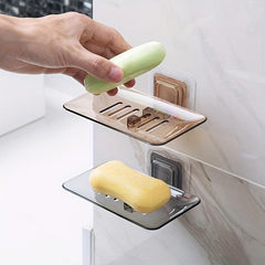 2pcs Soap Dish Drain Tray Wall Mounted Holder for Bathroom Shower