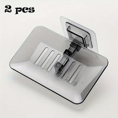 2pcs Soap Dish Drain Tray Wall Mounted Holder for Bathroom Shower