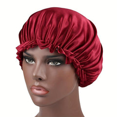 Wide Band Satin Night Cap Elastic Band Bonnet