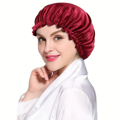 Wide Band Satin Night Cap Elastic Band Bonnet