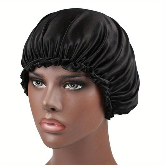 Wide Band Satin Night Cap Elastic Band Bonnet