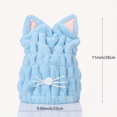 2 Pcs Cat Ear Hair Towel Wrap Microfiber Hair Turban for Wet Hair