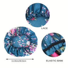 Floral Pattern Hair Bonnet Satin Bonnet For Sleeping