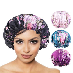 Floral Pattern Hair Bonnet Satin Bonnet For Sleeping