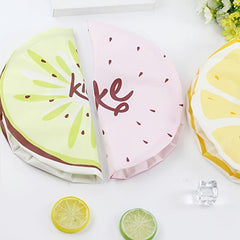 Reusable Plastic Shower Cap with Fruits Print for Women Waterproof