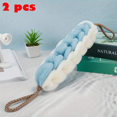 Long Stretch Back Sponge With Rope Handles Exfoliating Body Scrub