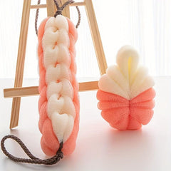 Long Stretch Back Sponge With Rope Handles Exfoliating Body Scrub