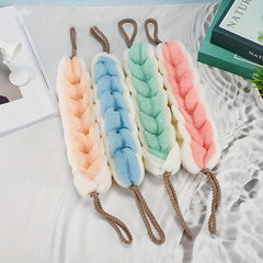 Long Stretch Back Sponge With Rope Handles Exfoliating Body Scrub